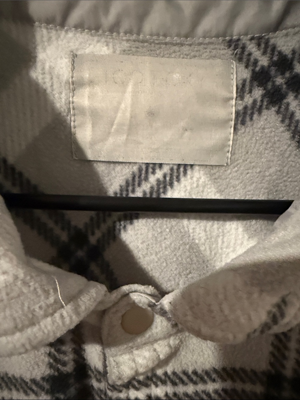 Unisex Gray Plaid Button-Up Flannel Shirt Jacket - Picture 3 of 3